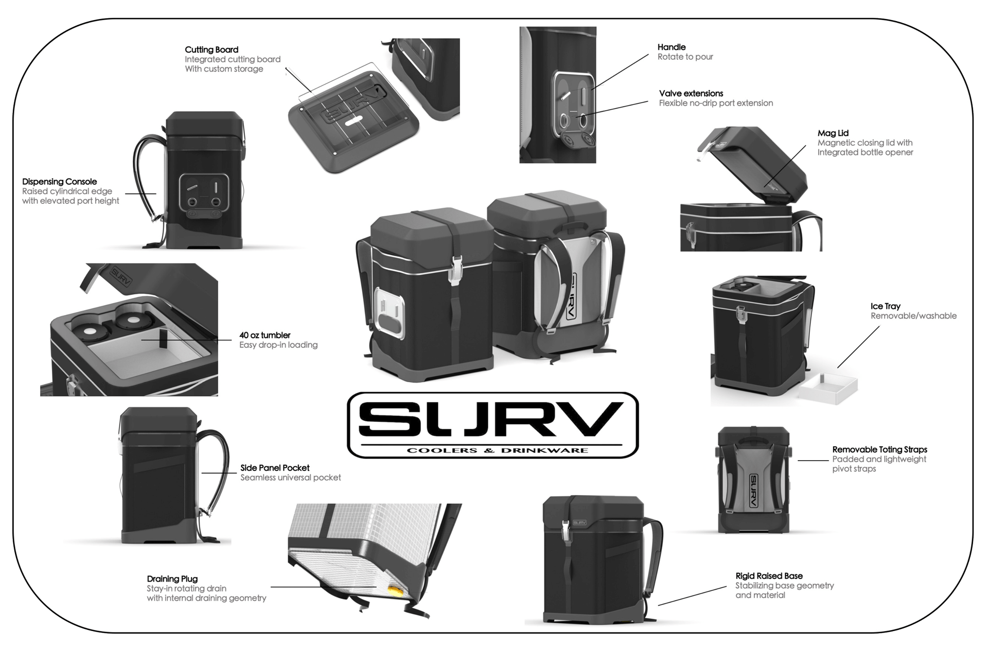 Image of SURV coolors. Front and back perspective.